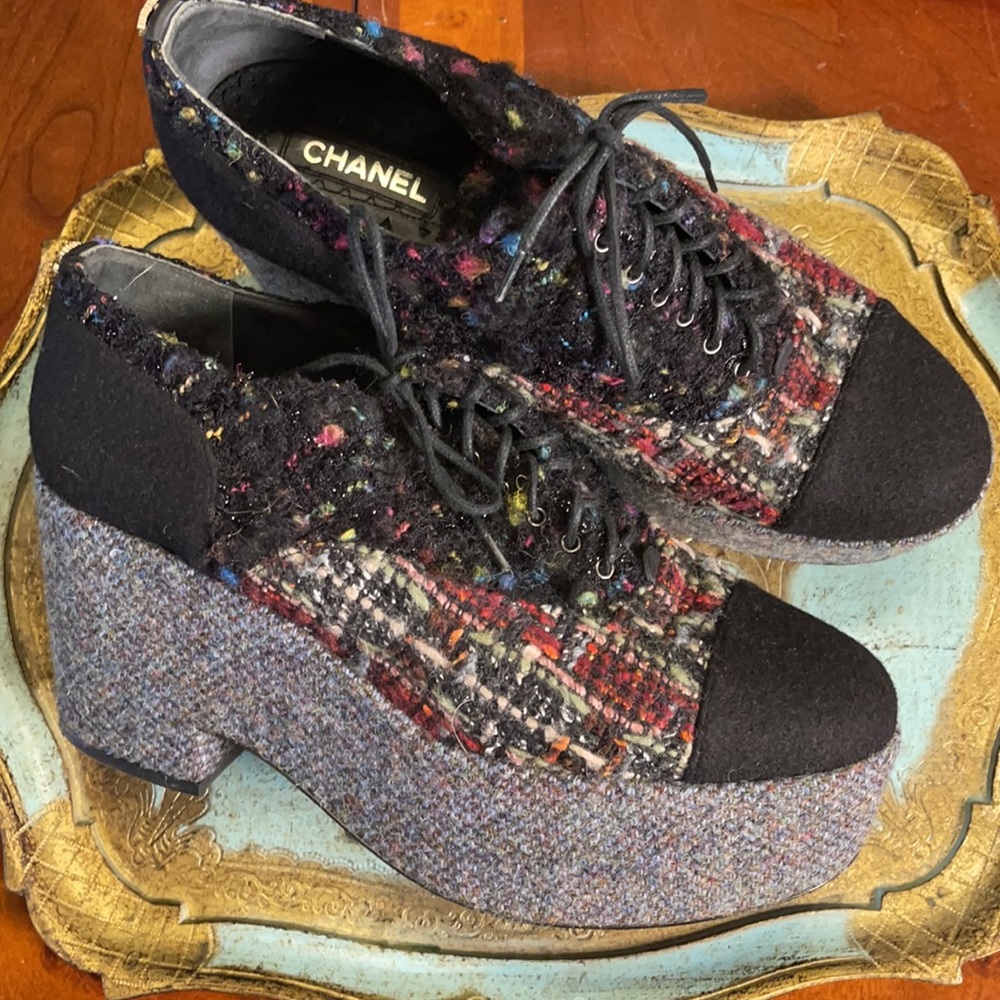 Chanel tweed Platforms